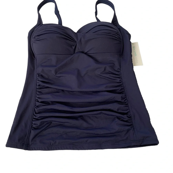 Sea Level Twist Front Multifit Tankini Swim Top Navy Size 8 NWT - Picture 3 of 10